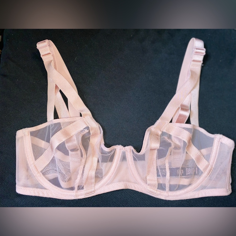 Victoria's Secret Light Pink Strappy Mesh Balconet Bra